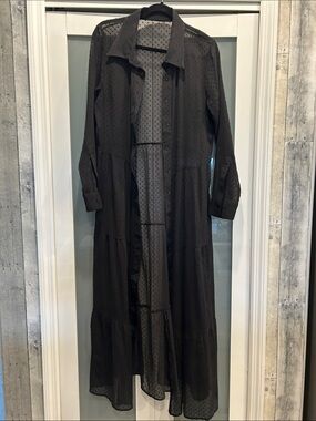 Beautiful black on black polkadot long dress.